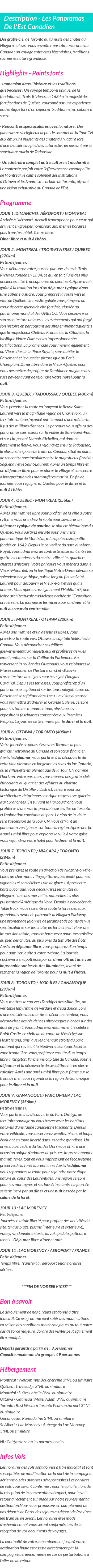 Détails du séjour