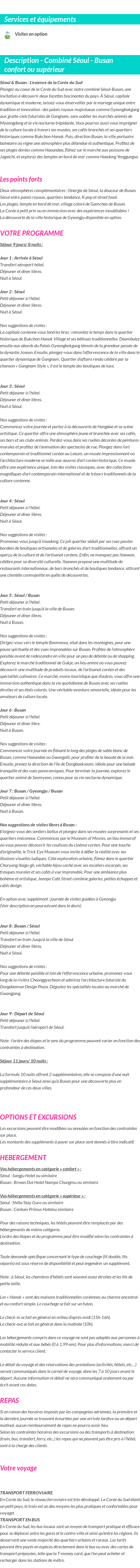 Détails du séjour
