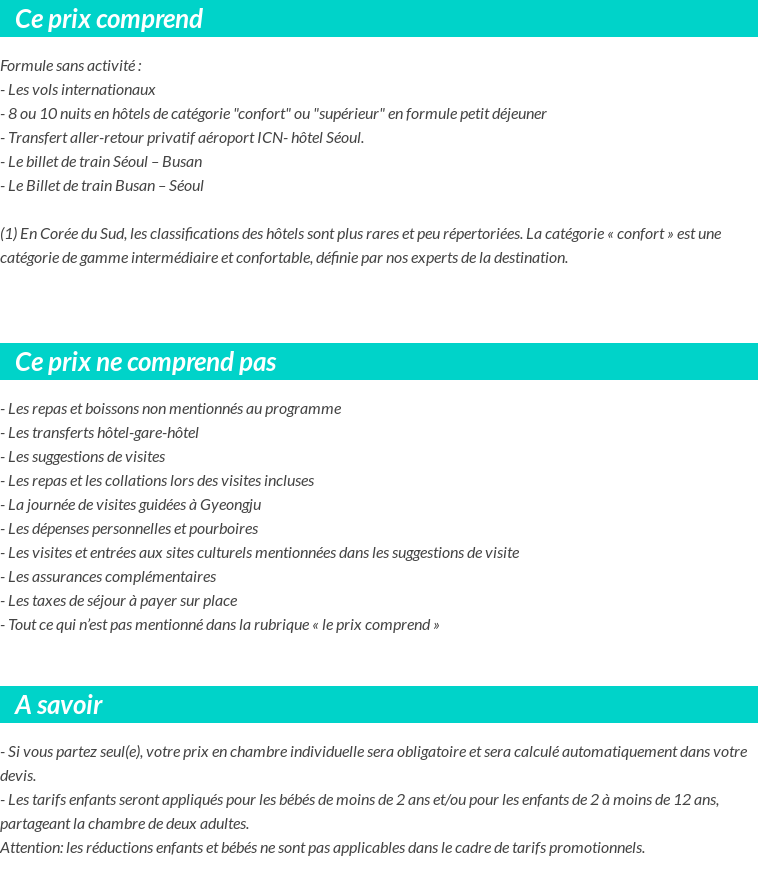 Conditions tarifaires