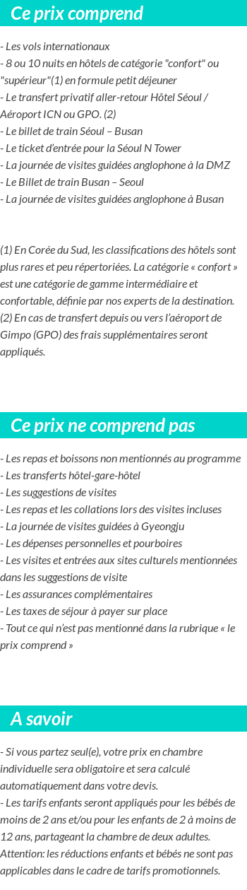 Conditions tarifaires