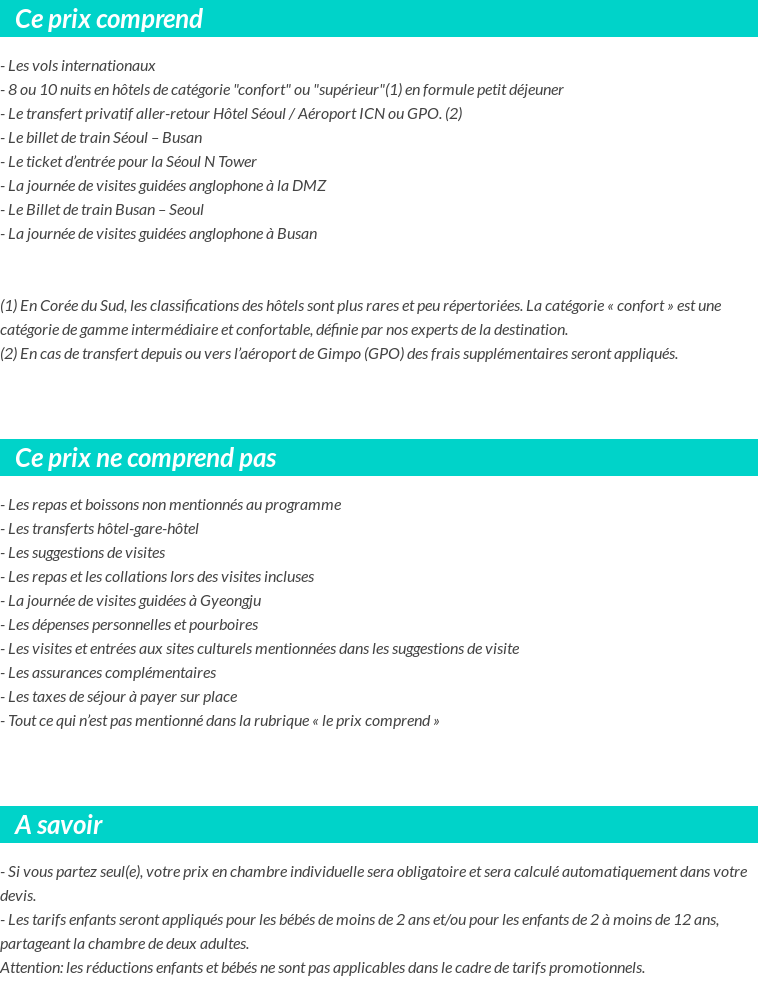 Conditions tarifaires