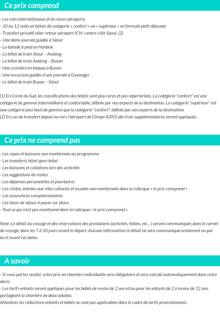 Conditions tarifaires