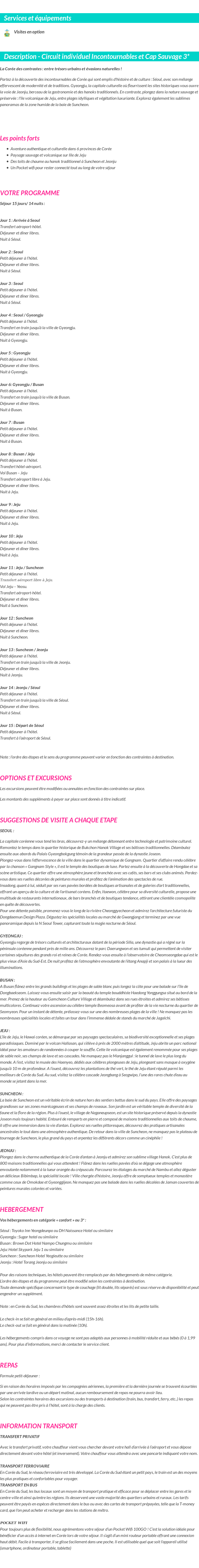 Détails du séjour