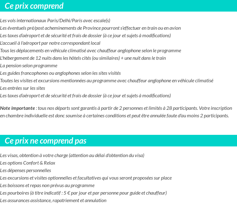 Conditions tarifaires