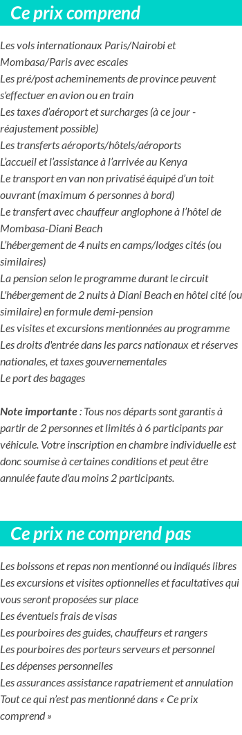Conditions tarifaires