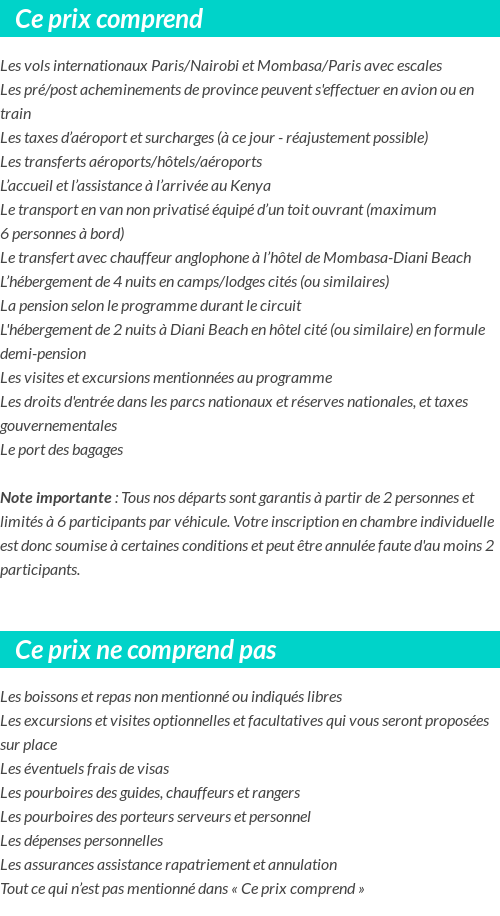 Conditions tarifaires