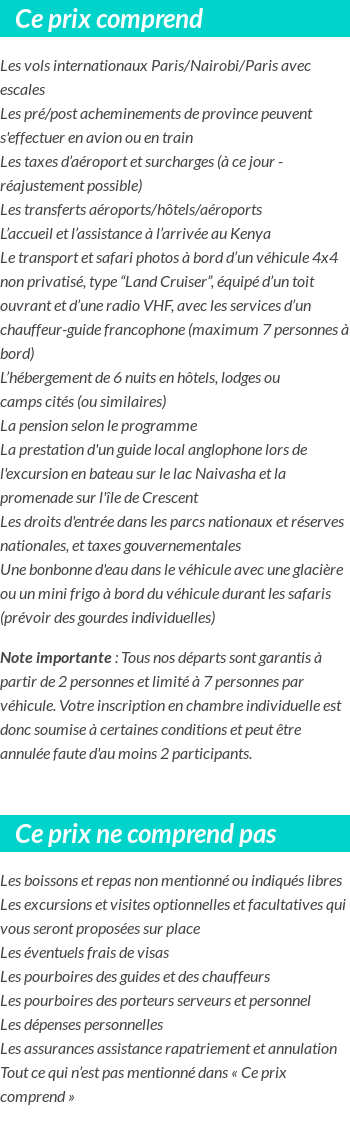 Conditions tarifaires
