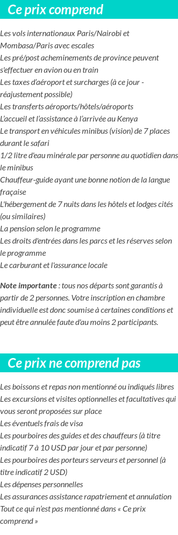 Conditions tarifaires