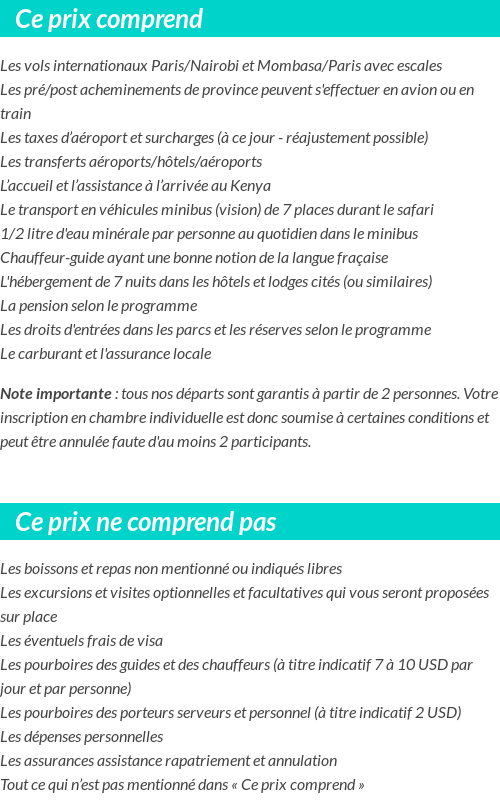 Conditions tarifaires