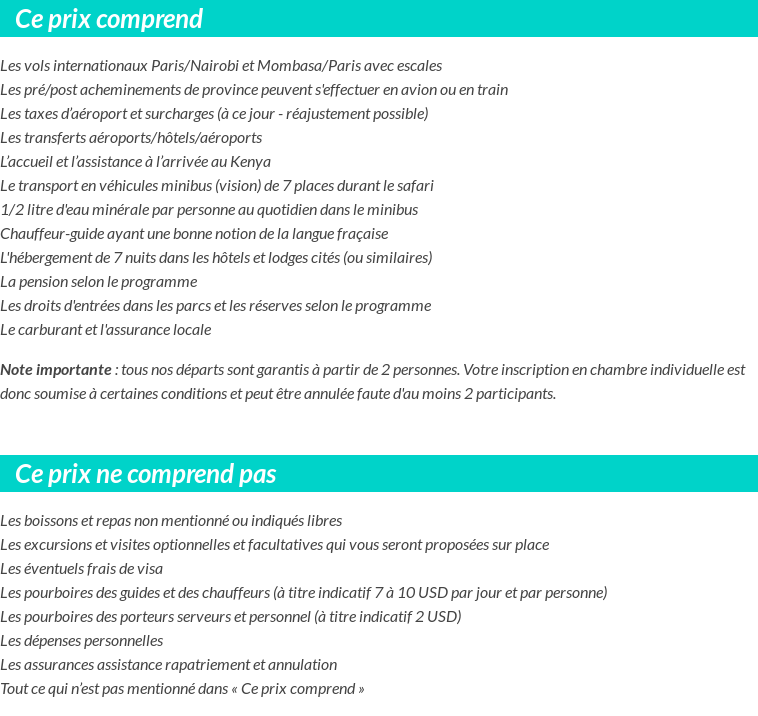 Conditions tarifaires