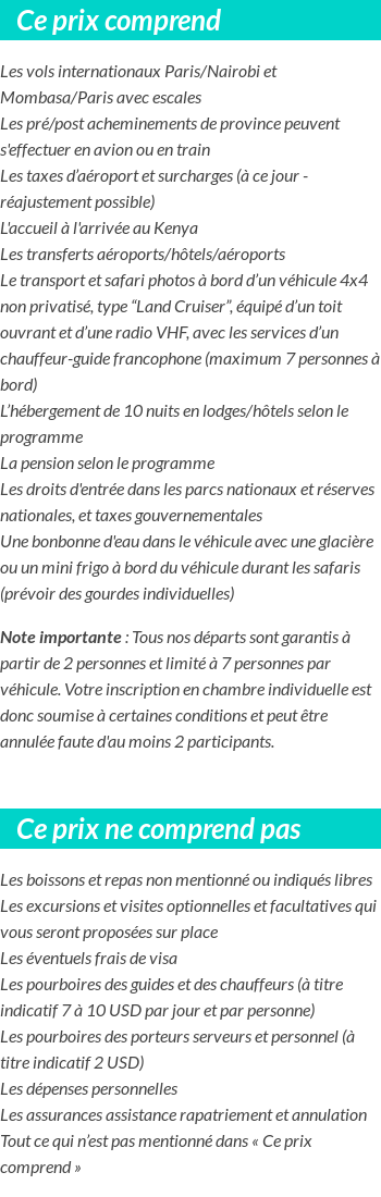 Conditions tarifaires