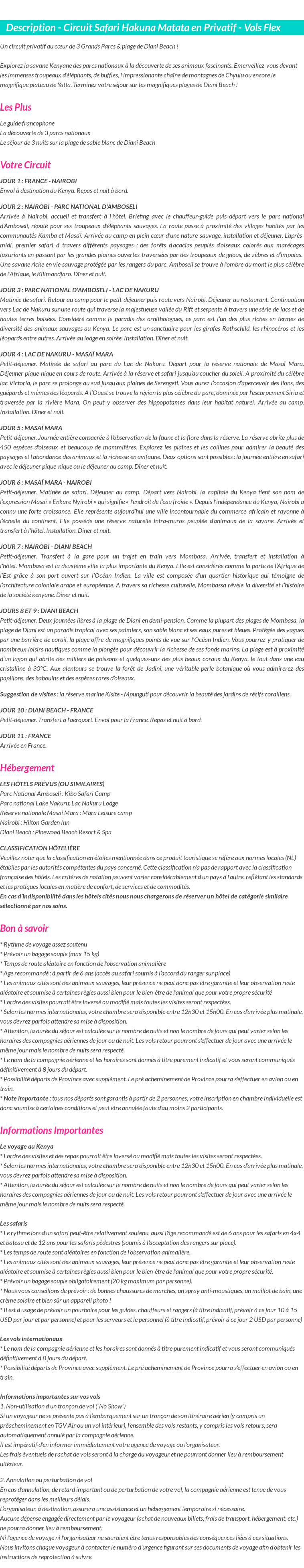 Détails du séjour