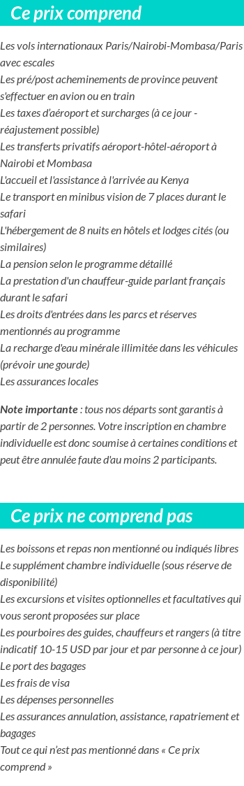 Conditions tarifaires
