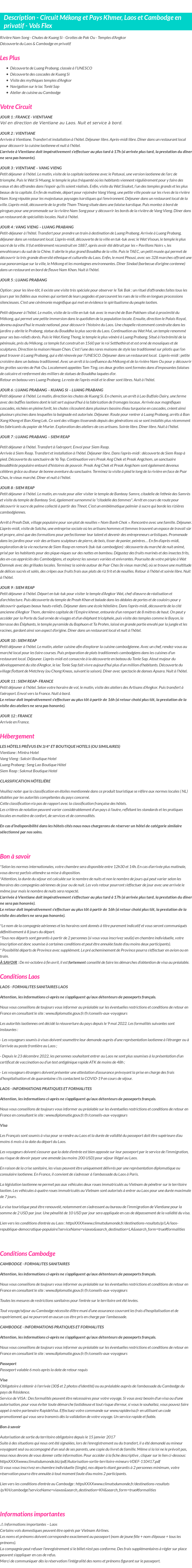 Détails du séjour