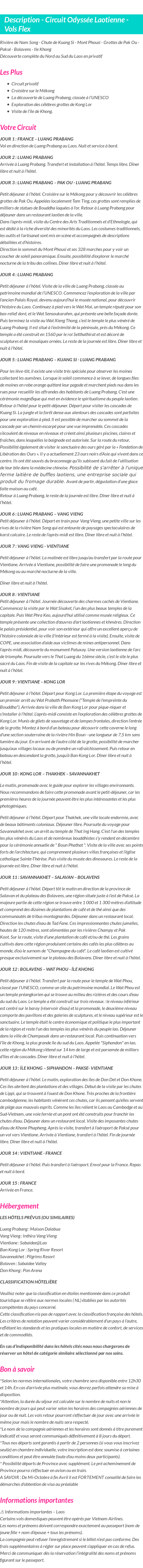 Détails du séjour