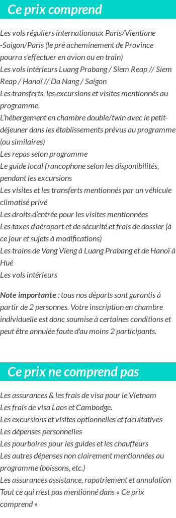 Conditions tarifaires