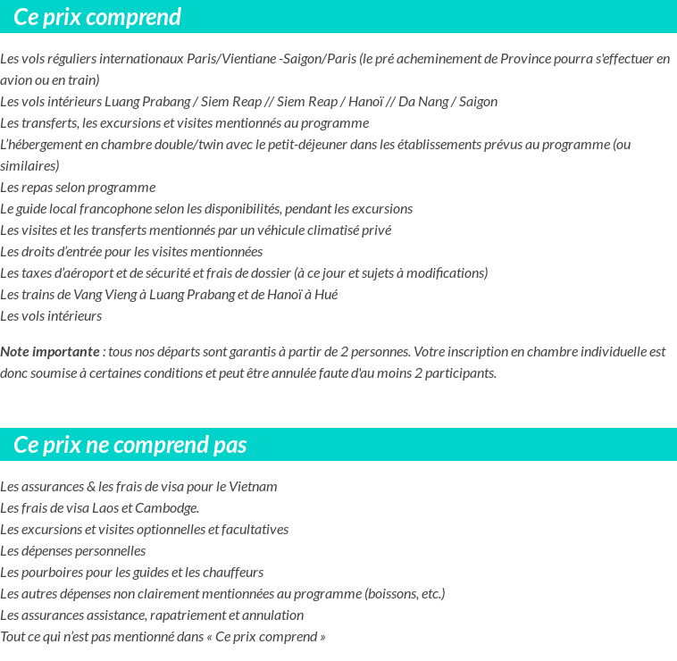 Conditions tarifaires