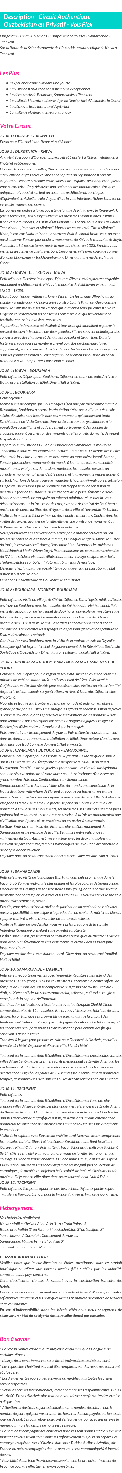 Détails du séjour