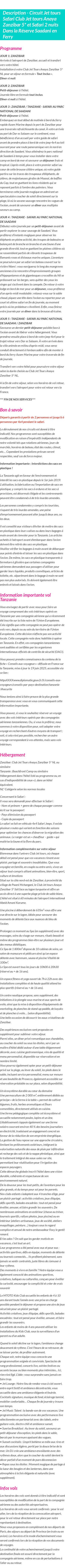 Détails du séjour
