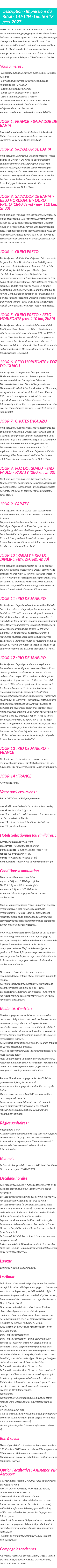 Détails du séjour