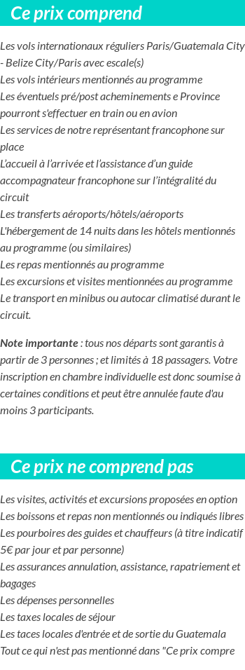 Conditions tarifaires