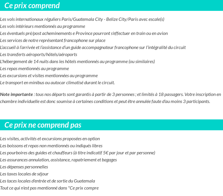Conditions tarifaires