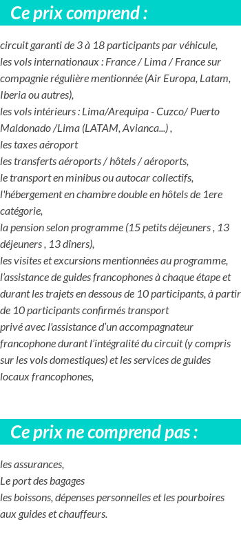 Conditions tarifaires