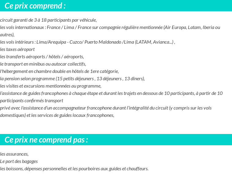 Conditions tarifaires