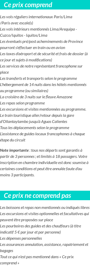Conditions tarifaires