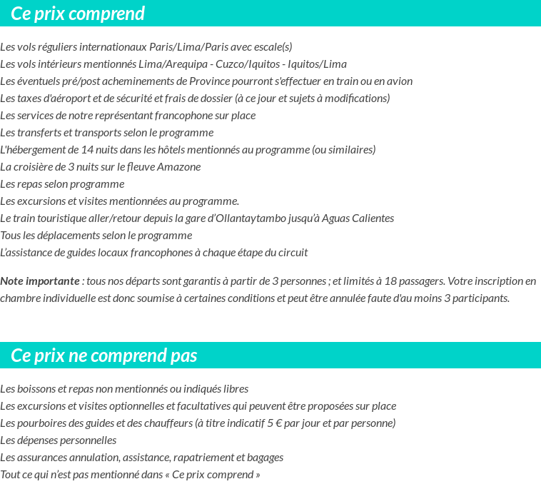 Conditions tarifaires