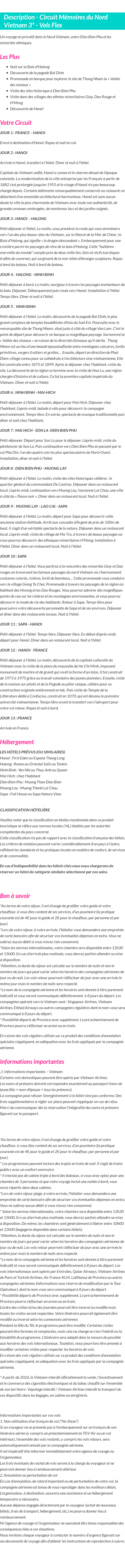 Détails du séjour