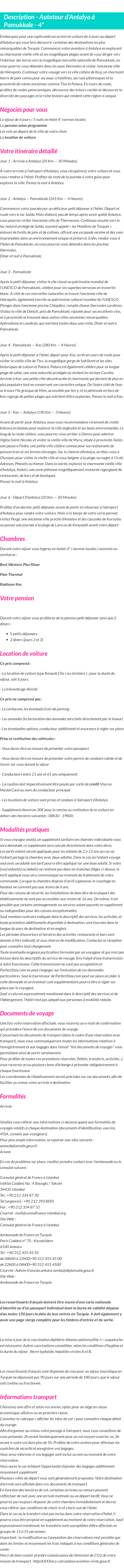 Détails du séjour