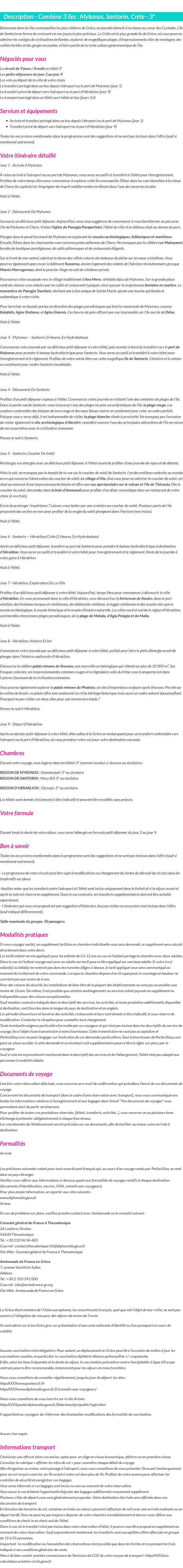 Détails du séjour