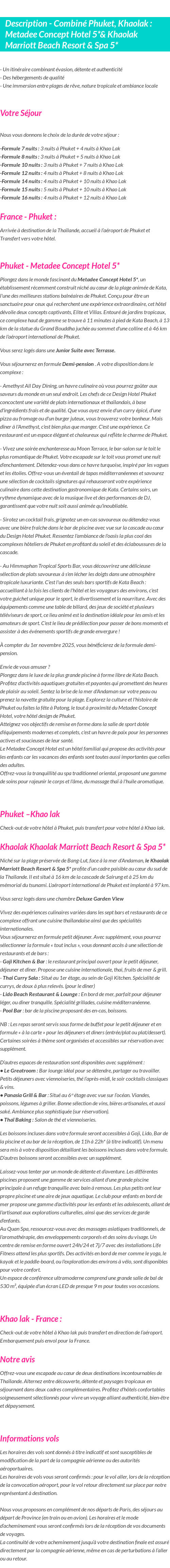 Détails du séjour