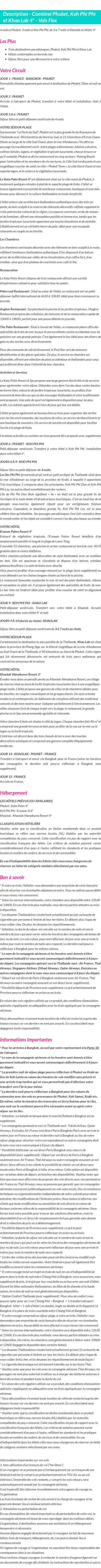 Détails du séjour
