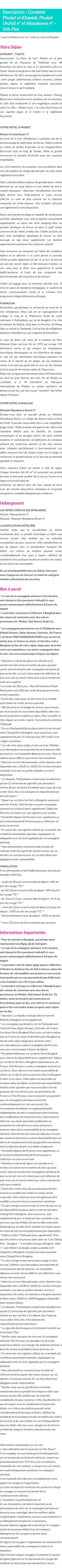 Détails du séjour