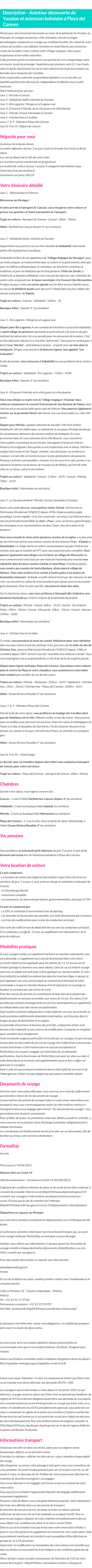 Détails du séjour