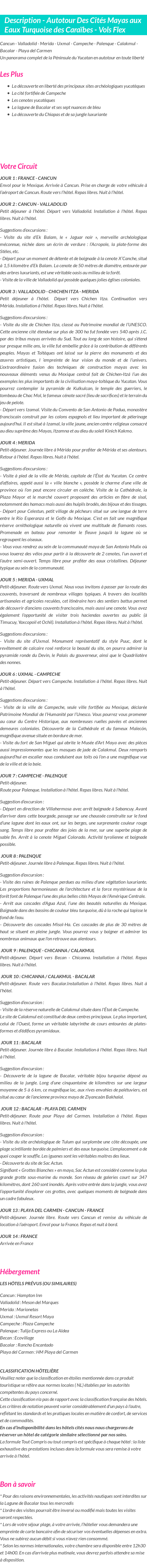 Détails du séjour