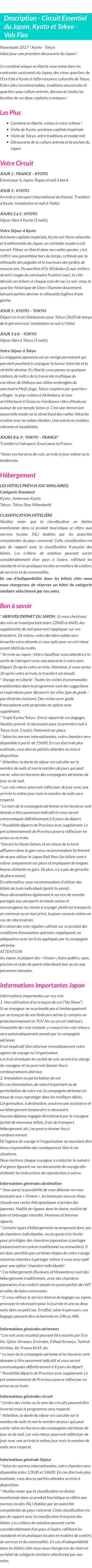 Détails du séjour