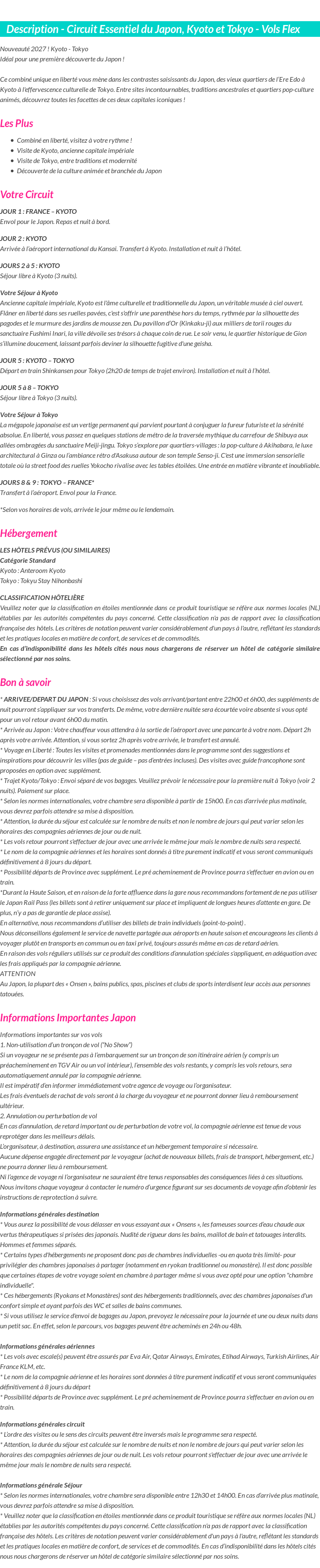 Détails du séjour