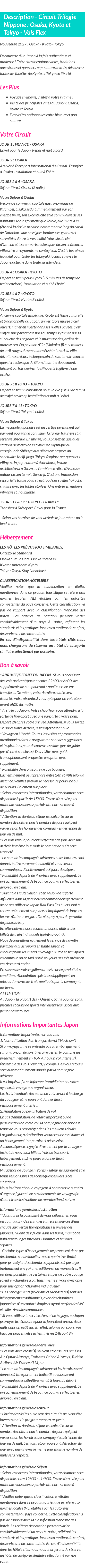 Détails du séjour