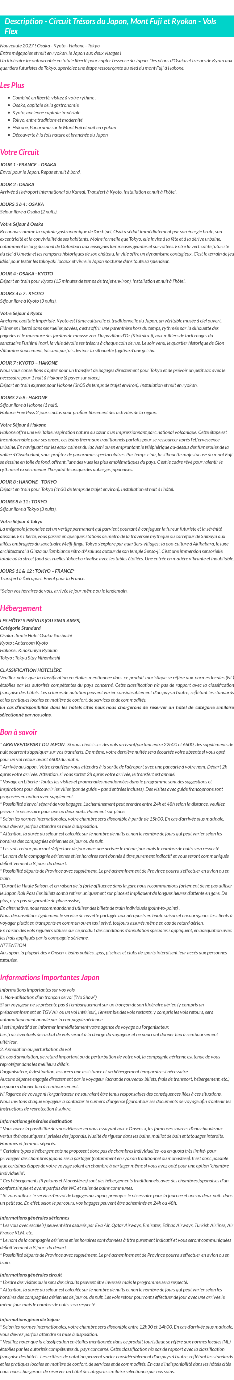 Détails du séjour