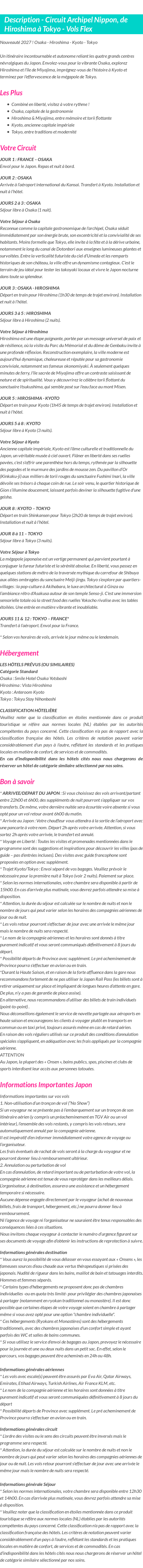 Détails du séjour