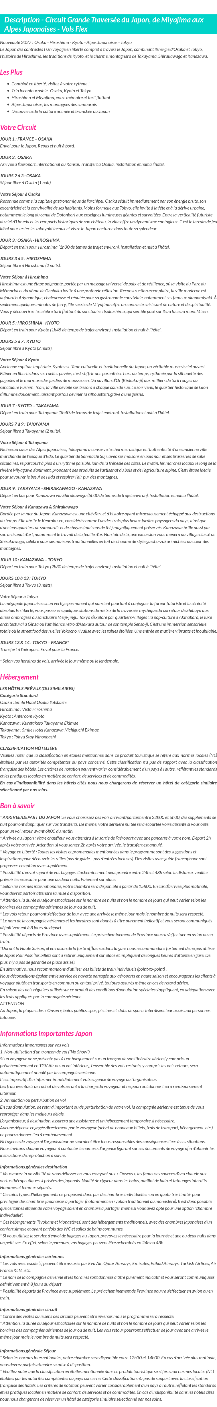 Détails du séjour