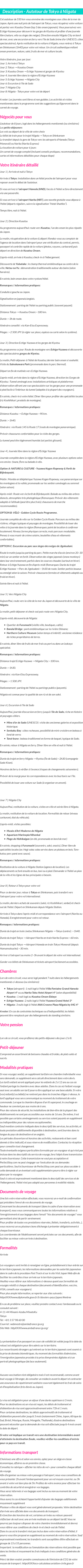 Détails du séjour