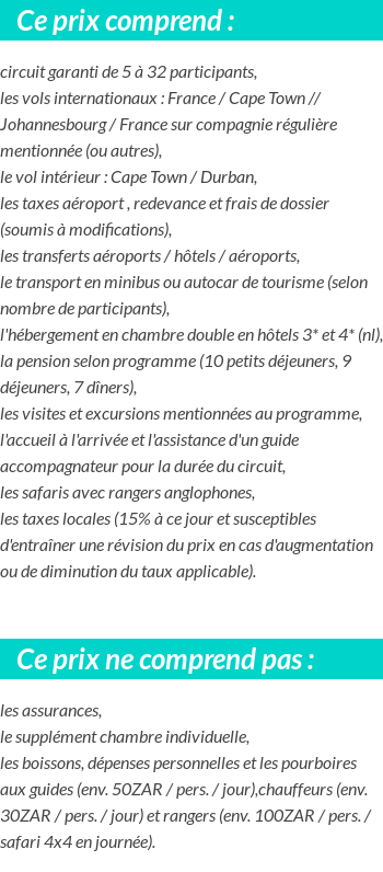 Conditions tarifaires