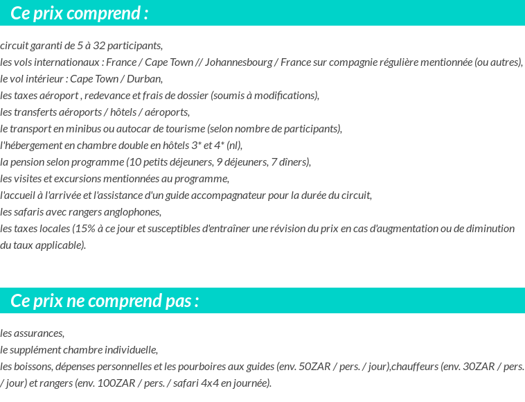 Conditions tarifaires
