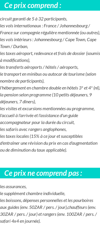 Conditions tarifaires