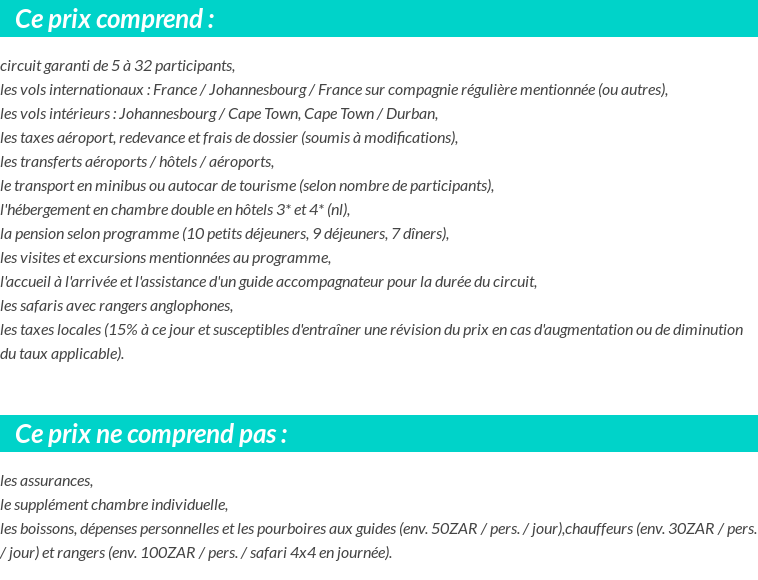 Conditions tarifaires
