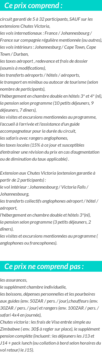 Conditions tarifaires